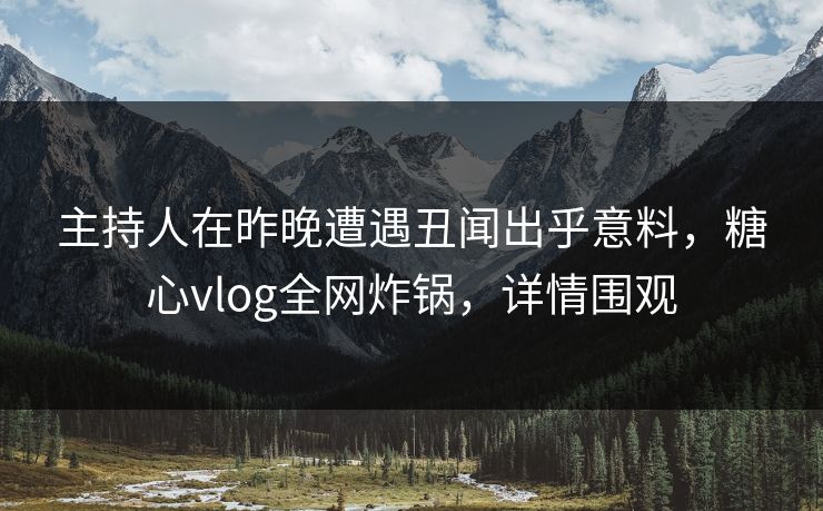 主持人在昨晚遭遇丑闻出乎意料,糖心vlog全网炸锅,详情围观