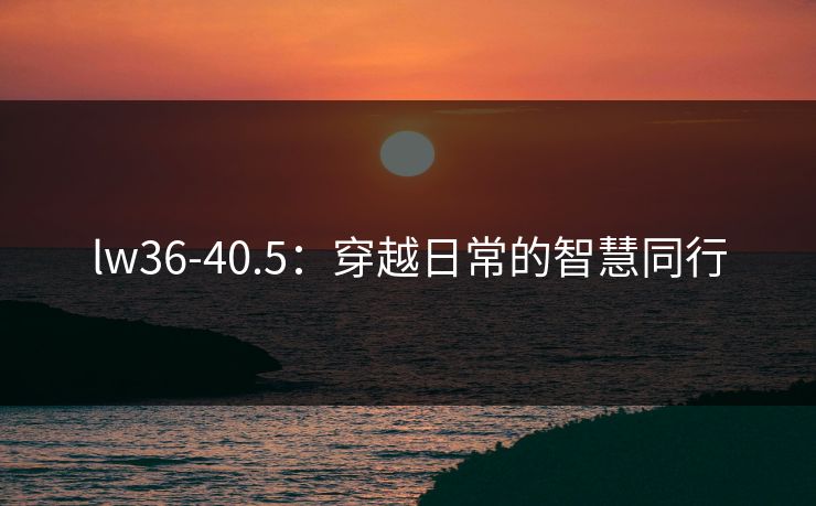 lw36-40.5:穿越日常的智慧同行 lw36-40.5:穿越日常的智慧同行