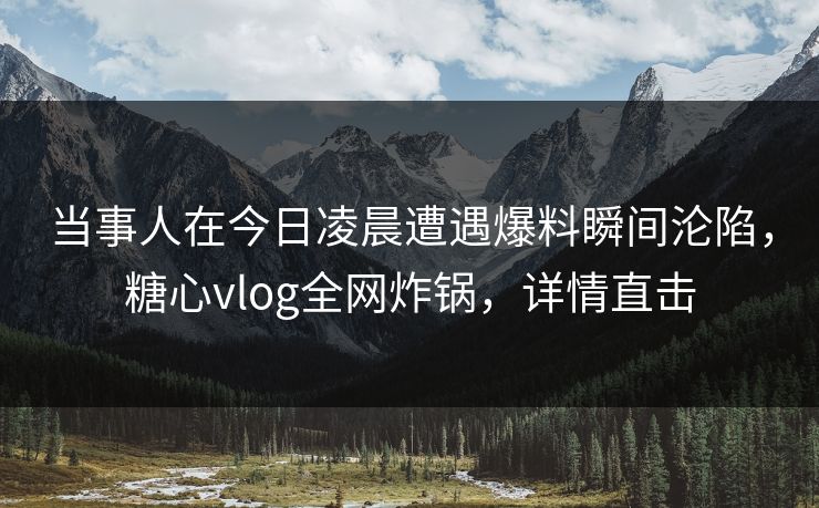 当事人在今日凌晨遭遇爆料瞬间沦陷,糖心vlog全网炸锅,详情直击 当事人在今日凌晨遭遇爆料瞬间沦陷,糖心vlog全网炸锅,详情直击