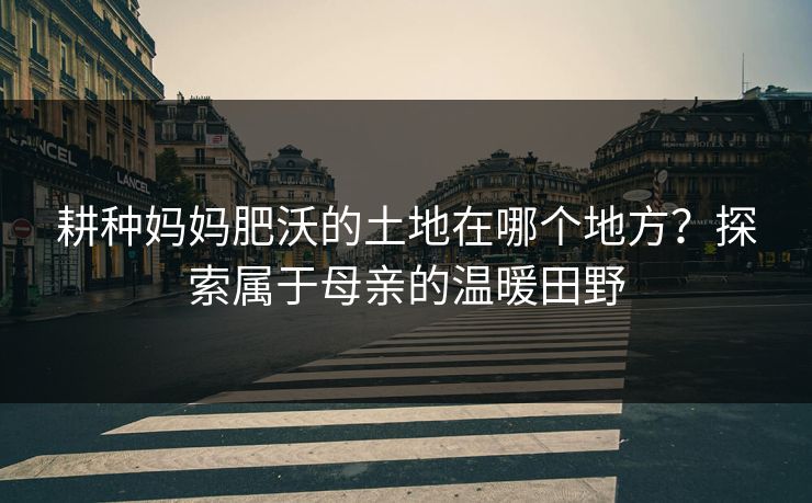 耕种妈妈肥沃的土地在哪个地方?探索属于母亲的温暖田野 耕种妈妈肥沃的土地在哪个地方?探索属于母亲的温暖田野